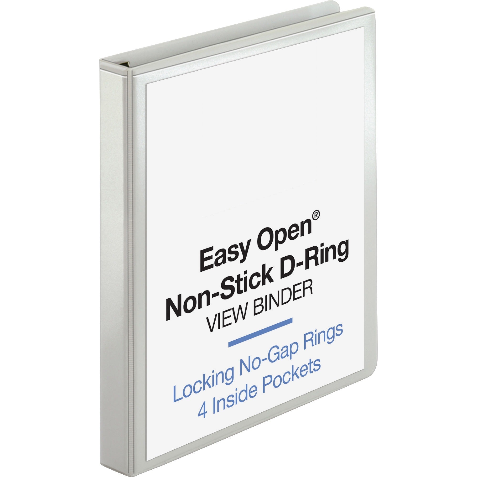 Business Source Locking D-Ring View Binder - 1" Binder Capacity - Letter - 8 1/2" x 11" Sheet Size - 200 Sheet Capacity - D-Ring Fastener(s) - 4 Inside Front & Back Pocket(s) - Polypropylene, Chipboard - White - Recycled - Non-glare, Acid-free, Expos