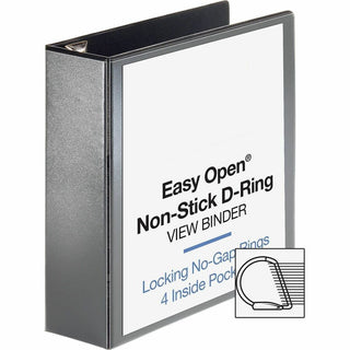 Business Source Locking D-Ring View Binder - 3" Binder Capacity - Letter - 8 1/2" x 11" Sheet Size - 650 Sheet Capacity - D-Ring Fastener(s) - 4 Inside Front & Back Pocket(s) - Polypropylene, Chipboard - Black - Recycled - Non-glare, Acid-free, Expos