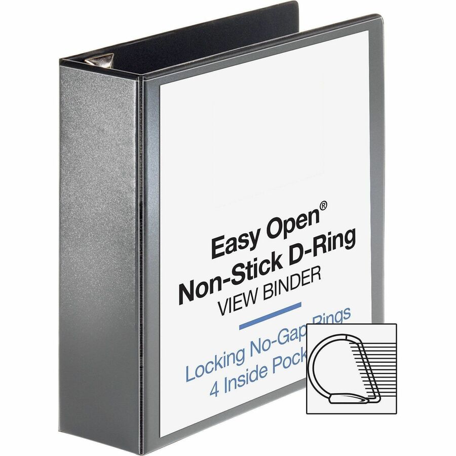 Business Source Locking D-Ring View Binder - 3" Binder Capacity - Letter - 8 1/2" x 11" Sheet Size - 650 Sheet Capacity - D-Ring Fastener(s) - 4 Inside Front & Back Pocket(s) - Polypropylene, Chipboard - Black - Recycled - Non-glare, Acid-free, Expos