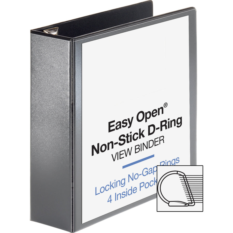 Business Source Locking D-Ring View Binder - 3" Binder Capacity - Letter - 8 1/2" x 11" Sheet Size - 650 Sheet Capacity - D-Ring Fastener(s) - 4 Inside Front & Back Pocket(s) - Polypropylene, Chipboard - Black - Recycled - Non-glare, Acid-free, Expos