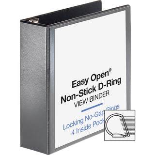 Business Source Locking D-Ring View Binder - 3" Binder Capacity - Letter - 8 1/2" x 11" Sheet Size - 650 Sheet Capacity - D-Ring Fastener(s) - 4 Inside Front & Back Pocket(s) - Polypropylene, Chipboard - Black - Recycled - Non-glare, Acid-free, Expos