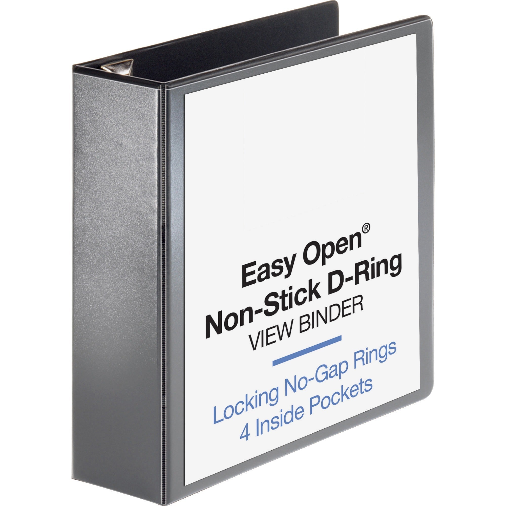 Business Source Locking D-Ring View Binder - 3" Binder Capacity - Letter - 8 1/2" x 11" Sheet Size - 650 Sheet Capacity - D-Ring Fastener(s) - 4 Inside Front & Back Pocket(s) - Polypropylene, Chipboard - Black - Recycled - Non-glare, Acid-free, Expos