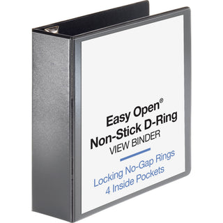 Business Source Locking D-Ring View Binder - 3" Binder Capacity - Letter - 8 1/2" x 11" Sheet Size - 650 Sheet Capacity - D-Ring Fastener(s) - 4 Inside Front & Back Pocket(s) - Polypropylene, Chipboard - Black - Recycled - Non-glare, Acid-free, Expos