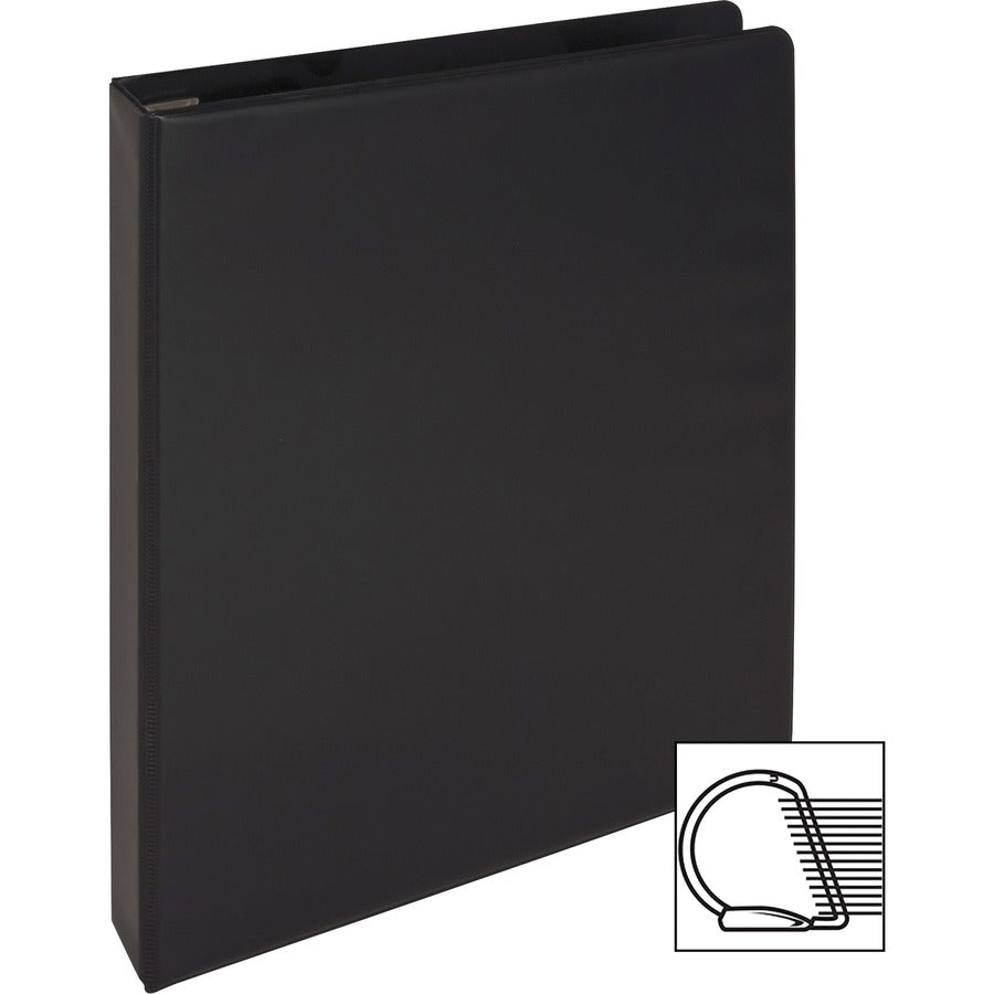Business Source EasyOpen Locking Slant-D Ring Binders - 1" Binder Capacity - Letter - 8 1/2" x 11" Sheet Size - 200 Sheet Capacity - Slant D-Ring Fastener(s) - Inside Front & Back Pocket(s) - Polypropylene, Chipboard - Black - Locking Ring, Non-stick