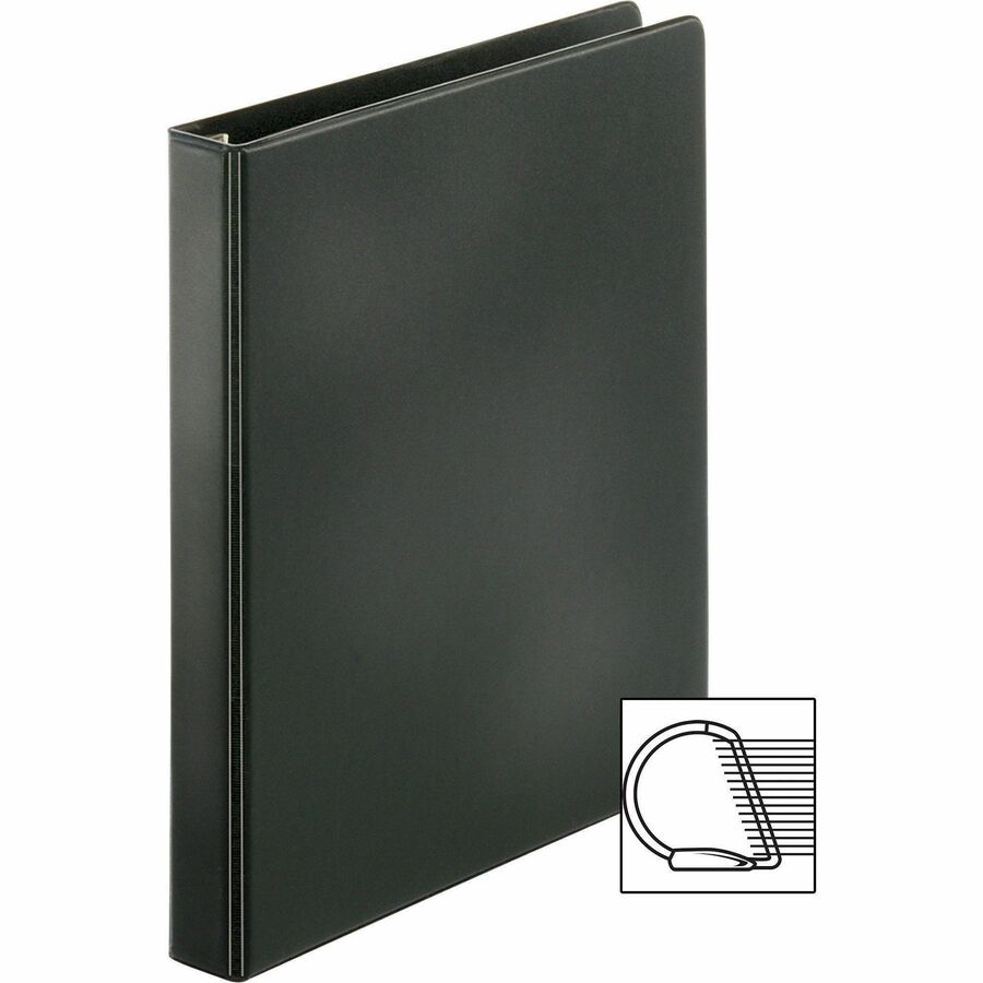 Business Source EasyOpen Locking Slant-D Ring Binders - 1" Binder Capacity - Letter - 8 1/2" x 11" Sheet Size - 200 Sheet Capacity - Slant D-Ring Fastener(s) - Inside Front & Back Pocket(s) - Polypropylene, Chipboard - Black - Locking Ring, Non-stick