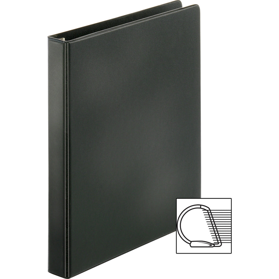 Business Source EasyOpen Locking Slant-D Ring Binders - 1" Binder Capacity - Letter - 8 1/2" x 11" Sheet Size - 200 Sheet Capacity - Slant D-Ring Fastener(s) - Inside Front & Back Pocket(s) - Polypropylene, Chipboard - Black - Locking Ring, Non-stick