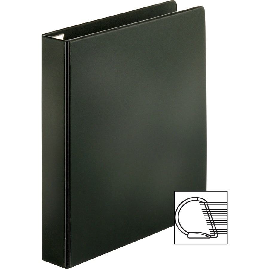 Business Source EasyOpen Locking Slant-D Ring Binders - 1 1/2" Binder Capacity - Letter - 8 1/2" x 11" Sheet Size - 325 Sheet Capacity - Slant D-Ring Fastener(s) - Inside Front & Back Pocket(s) - Polypropylene, Chipboard - Black - Locking Ring, Non-s