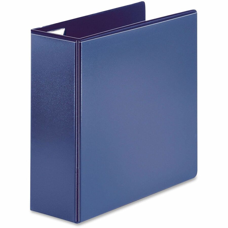 Business Source Easy Open Nonstick D-Ring View Binder - 4" Binder Capacity - Letter - 8 1/2" x 11" Sheet Size - D-Ring Fastener(s) - 4 Pocket(s) - Polypropylene - Navy - Non-stick - 1 Each