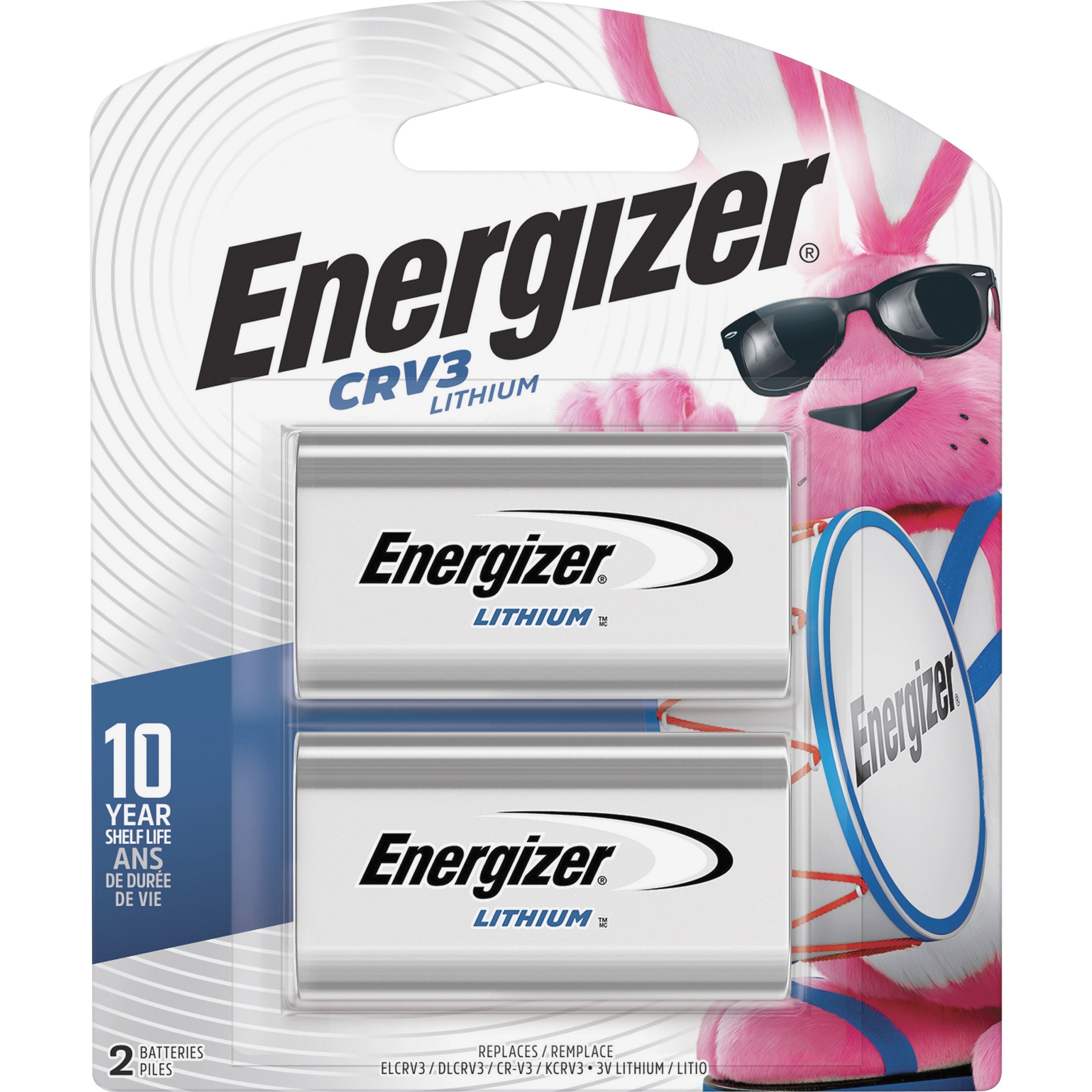 Energizer CRV3 Batteries, 2 Pack - For Multipurpose - 3 V DC - 3000 mAh - Lithium (Li) - 2 / Pack - 