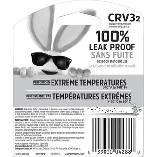 Energizer CRV3 Batteries, 2 Pack - For Multipurpose - 3 V DC - 3000 mAh - Lithium (Li) - 2 / Pack