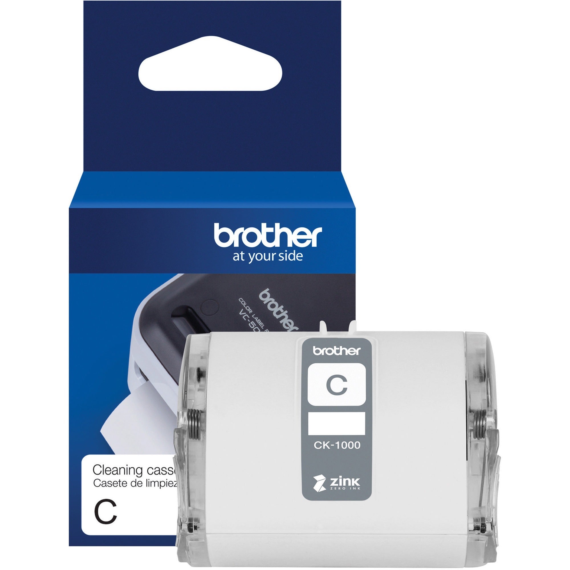 Brother Genuine CK-1000 ~ 2 (1.97") 50 mm wide x 6.5 ft. (2 m) Cleaning Roll for Brother VC-500W Label and Photo Printers - For Printer - 1 Each - White - 1