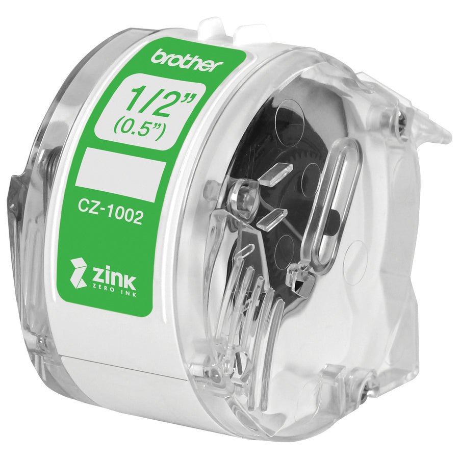 Brother Genuine CZ-1002 continuous length " (0.5") 12 mm wide x 16.4 ft. (5 m) long label roll featuring ZINK Zero Ink technology - 1/2" Width - Zero Ink (ZINK) - Paper - 1 Each - Water Resistant
