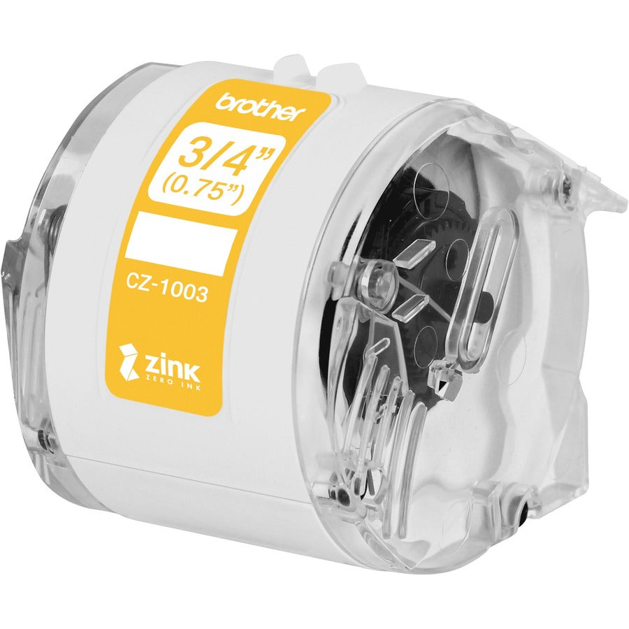 Brother Genuine CZ-1003 continuous length " (0.75") 19 mm wide x 16.4 ft. (5 m) long label roll featuring Zero Ink technology - 3/4" Width - Zero Ink (ZINK) - Paper - 1 Each - Water Resistant - 7