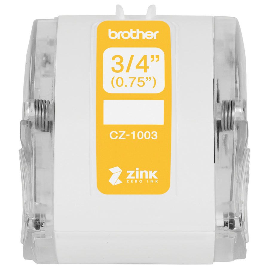 Brother Genuine CZ-1003 continuous length " (0.75") 19 mm wide x 16.4 ft. (5 m) long label roll featuring Zero Ink technology - 3/4" Width - Zero Ink (ZINK) - Paper - 1 Each - Water Resistant