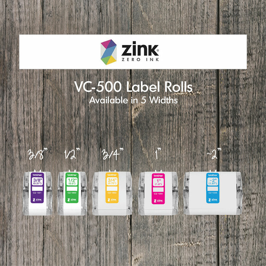 Brother Genuine CZ-1003 continuous length " (0.75") 19 mm wide x 16.4 ft. (5 m) long label roll featuring Zero Ink technology - 3/4" Width - Zero Ink (ZINK) - Paper - 1 Each - Water Resistant