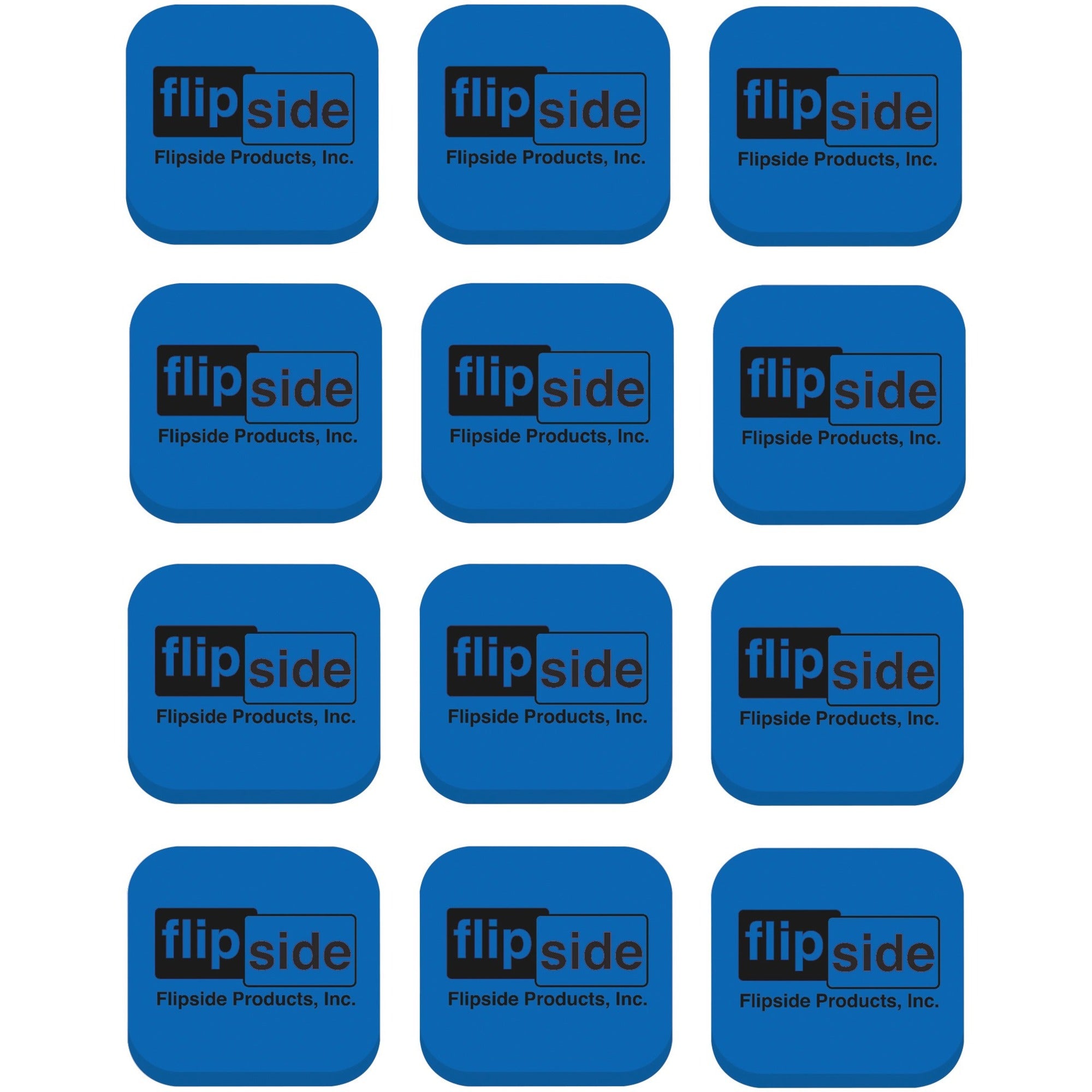 Flipside Magnetic Whiteboard Student Erasers - Blue - Square - EVA Foam - 2" Width x 2" Height x - 2" Length - 12 / Set - Magnetic