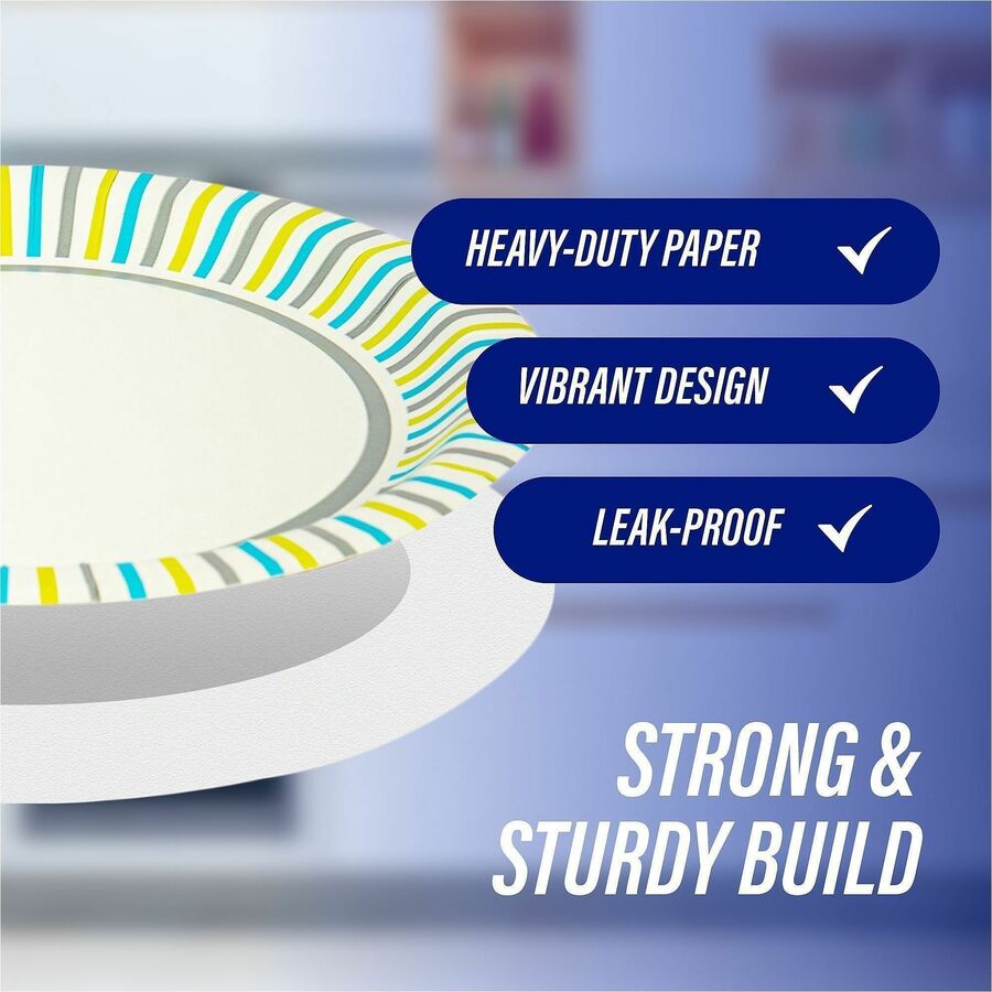 Genuine Joe 7" Printed Paper Plates - 125 / Pack - Disposable - Assorted - 4 / Carton