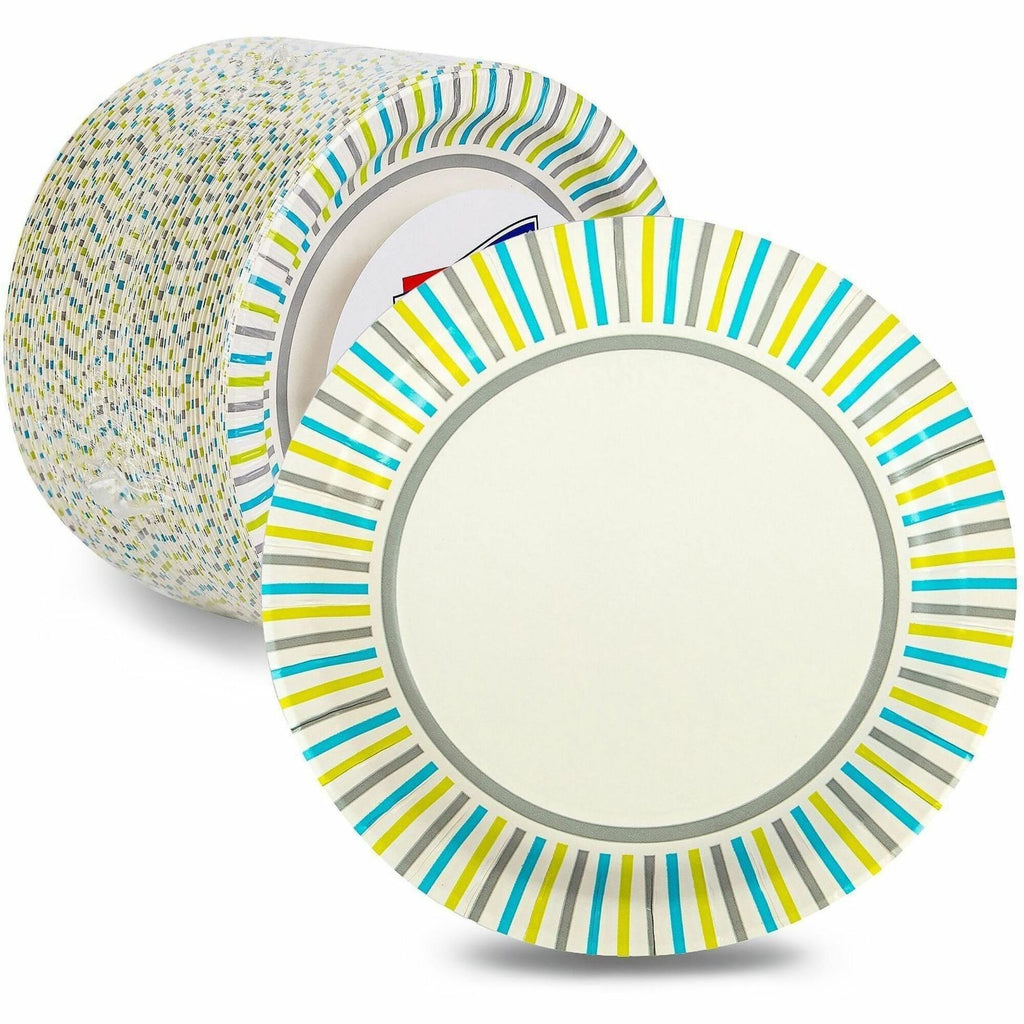Genuine Joe 7" Printed Paper Plates - 125 / Pack - Disposable - Assorted - 4 / Carton