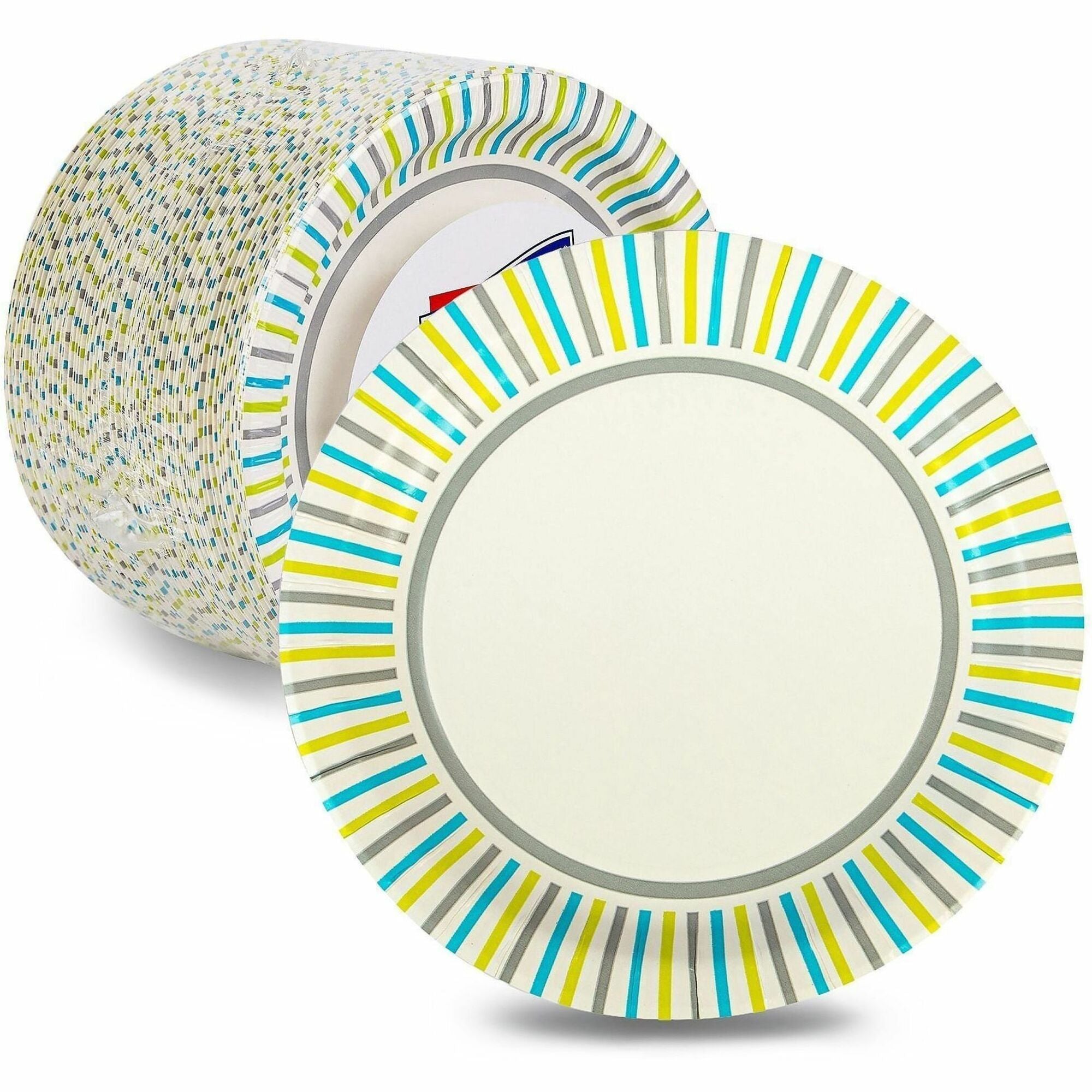 Genuine Joe 7" Printed Paper Plates - 125 / Pack - Disposable - Assorted - 4 / Carton