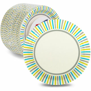 Genuine Joe 7" Printed Paper Plates - 125 / Pack - Disposable - Assorted - 4 / Carton