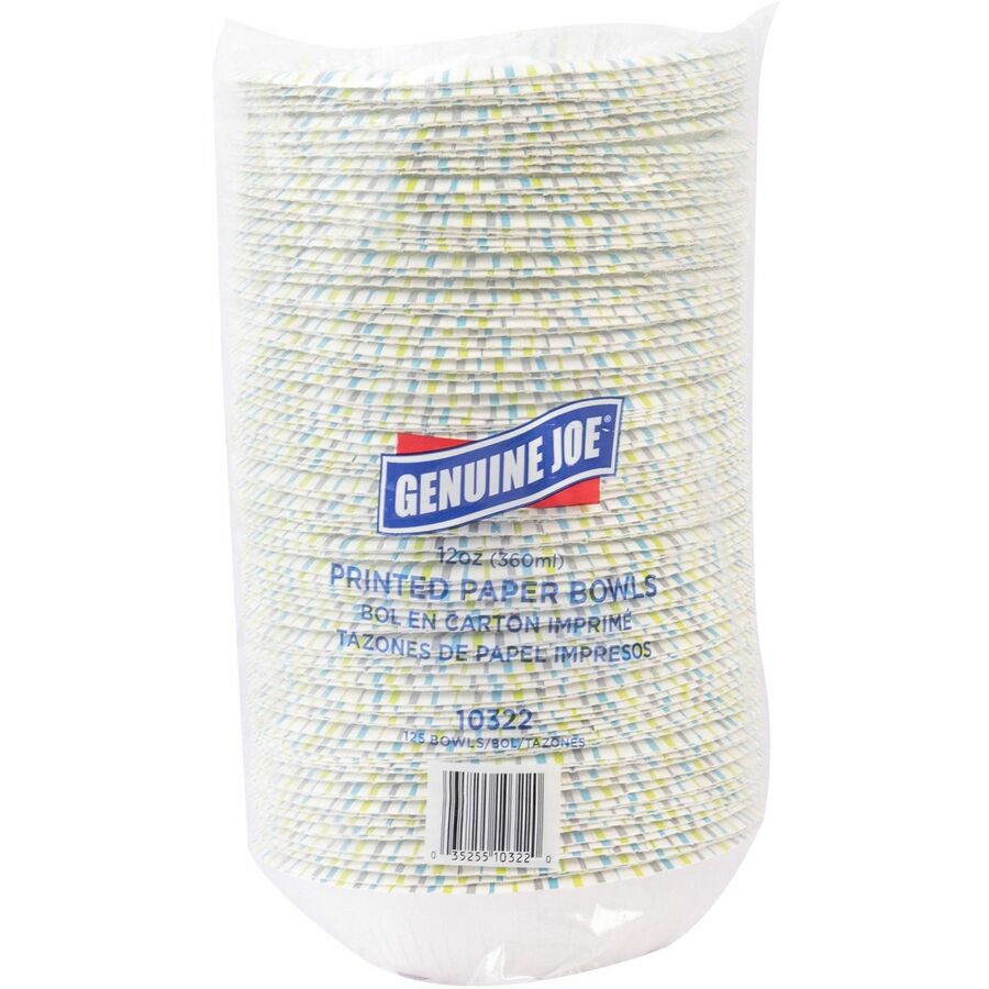 Genuine Joe 12 oz Paper Bowls - 125 / Pack - Disposable - Multi - 4 / Carton