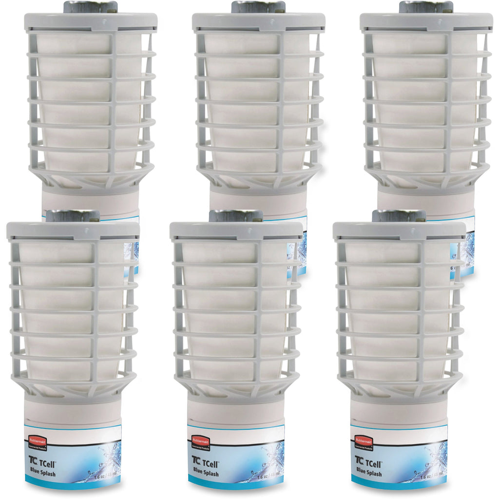 rubbermaid-commercial-tcell-odor-control-dispenser-refills-6000-ft-16-fl-oz-01-quart-blue-splash-90-day-6-carton-odor-neutralizer-voc-free_rcp402112ct - 1