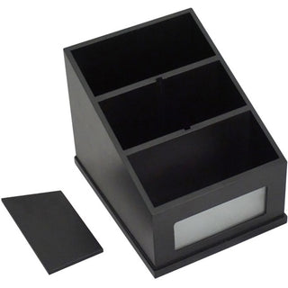Victor Midnight Black Multi-Use Storage Caddy with Adjustable Compartment - 4 Compartment(s) - 6.50" - 4.9" Height x 4.6" Width%Desktop - Non-slip Feet - Black - Rubber, Frosted Glass, Wood - 1 Each