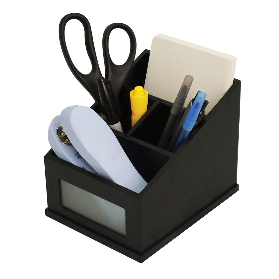 victor-midnight-black-multi-use-storage-caddy-with-adjustable-compartment-4-compartments-650-49-height-x-46-width%desktop-non-slip-feet-black-rubber-frosted-glass-wood-1-each_vct95385 - 3