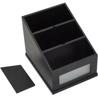 victor-midnight-black-multi-use-storage-caddy-with-adjustable-compartment-4-compartments-650-49-height-x-46-width%desktop-non-slip-feet-black-rubber-frosted-glass-wood-1-each_vct95385 - 2