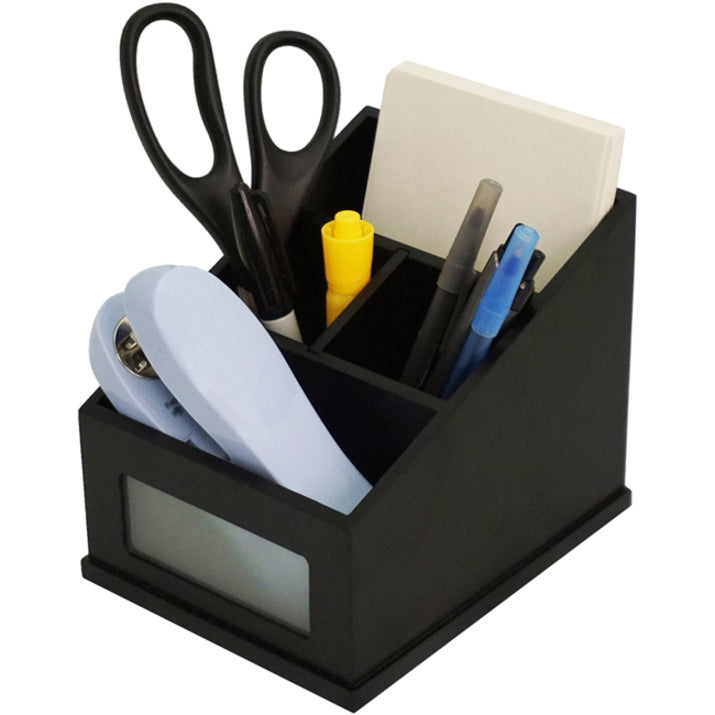 victor-midnight-black-multi-use-storage-caddy-with-adjustable-compartment-4-compartments-650-49-height-x-46-width%desktop-non-slip-feet-black-rubber-frosted-glass-wood-1-each_vct95385 - 4