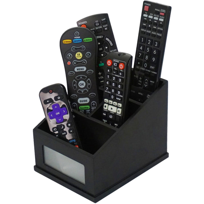 victor-midnight-black-multi-use-storage-caddy-with-adjustable-compartment-4-compartments-650-49-height-x-46-width%desktop-non-slip-feet-black-rubber-frosted-glass-wood-1-each_vct95385 - 5