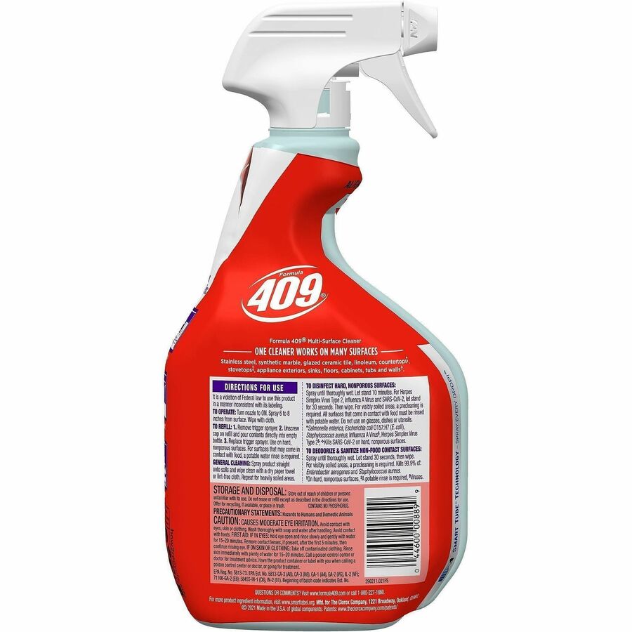 Formula 409 Multi-Surface Cleaner - 32 fl oz (1 quart) - Original Scent - 1 Each - Anti-bacterial, Deodorize, Disinfectant - White, Red