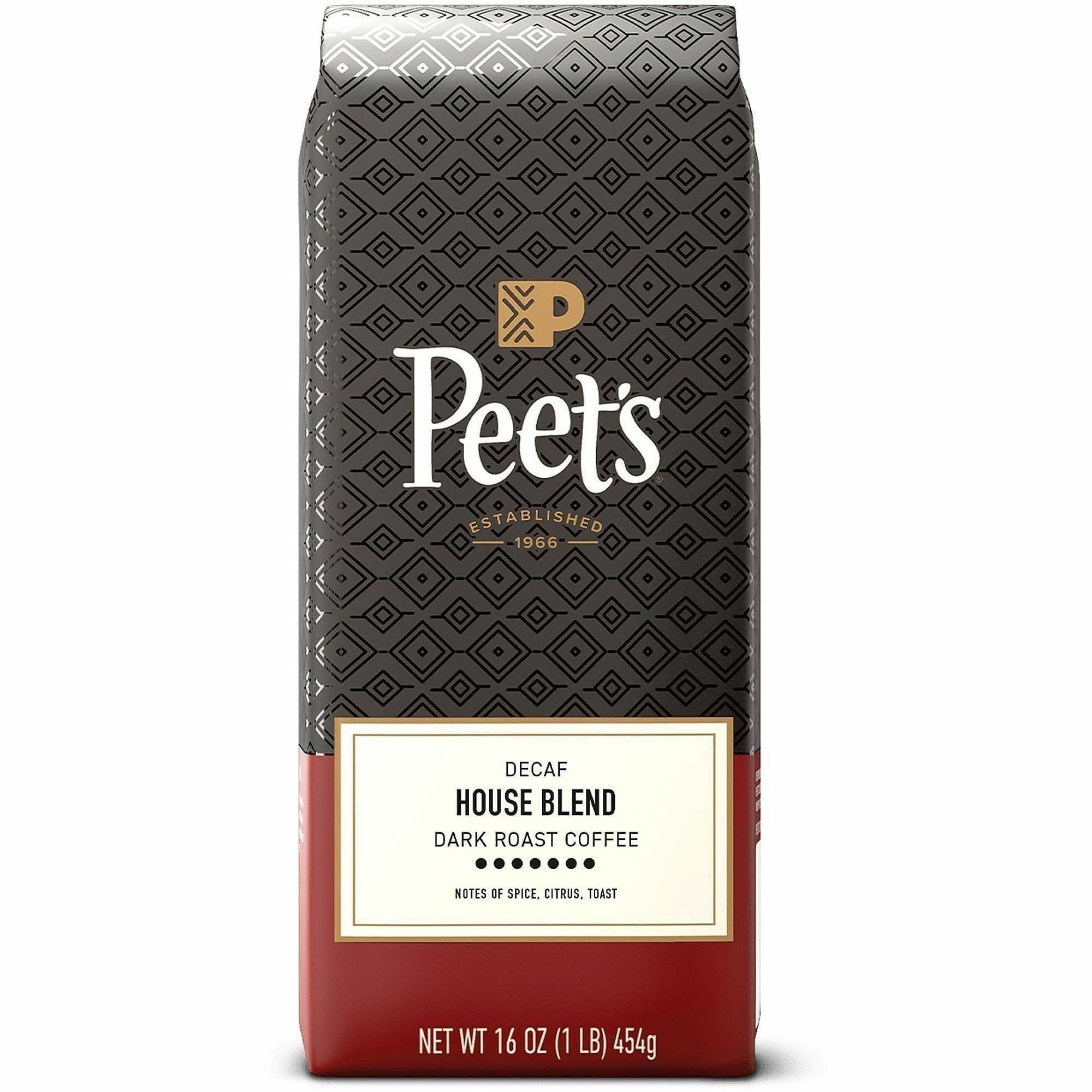 Peet's Coffee Ground House Blend Decaf Coffee - Dark - 16 oz - 1 Each