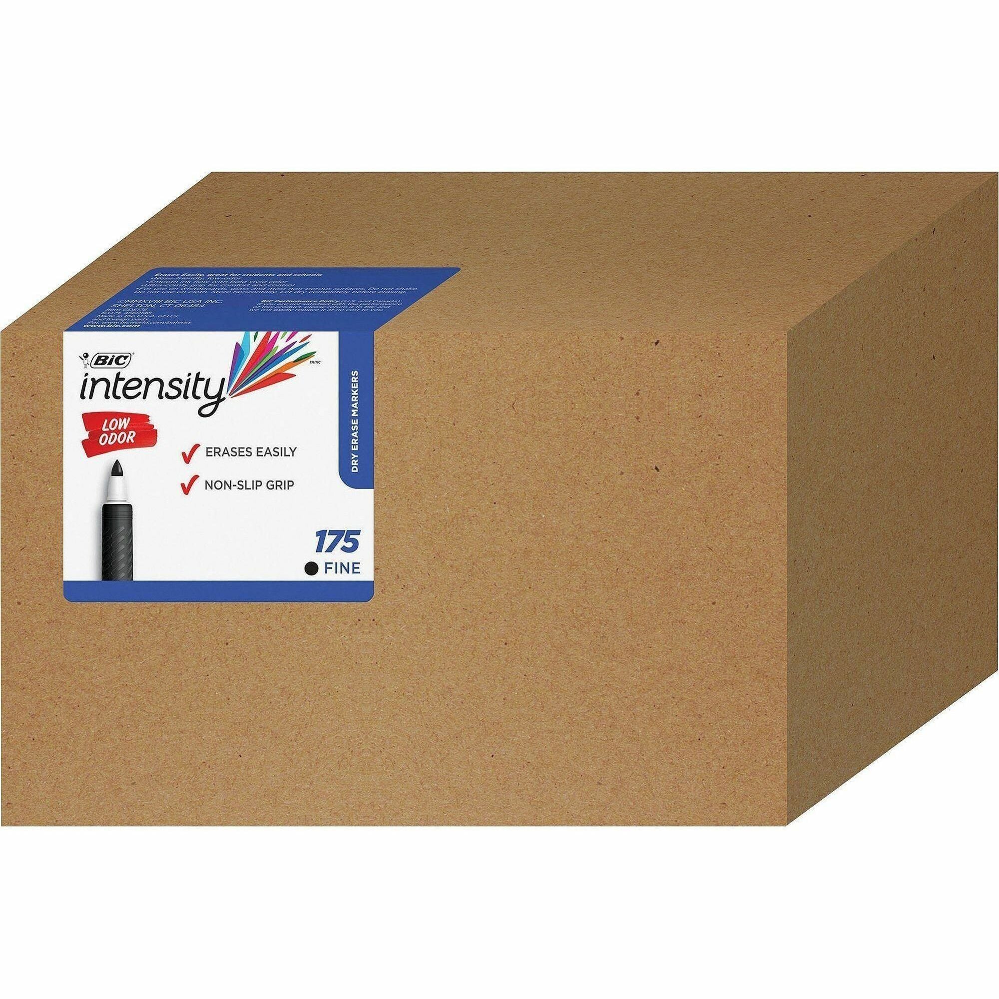 Intensity Low Odor Fine Point Dry Erase Marker Xtra Value Pack, Fine Bullet Tip, Black, 175/Carton