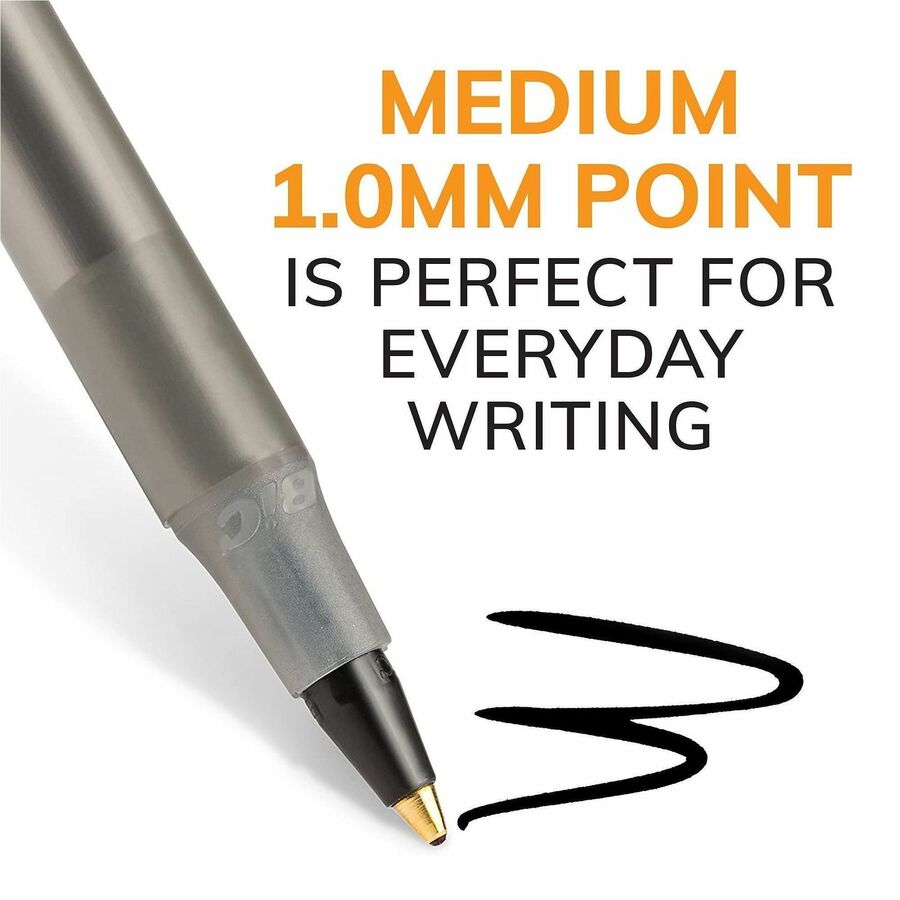 Round Stic Xtra Life Ballpoint Pen Xtra-Value Pack, Stick, Medium 1 mm, Black Ink, Translucent Frost Barrel, 240/Carton