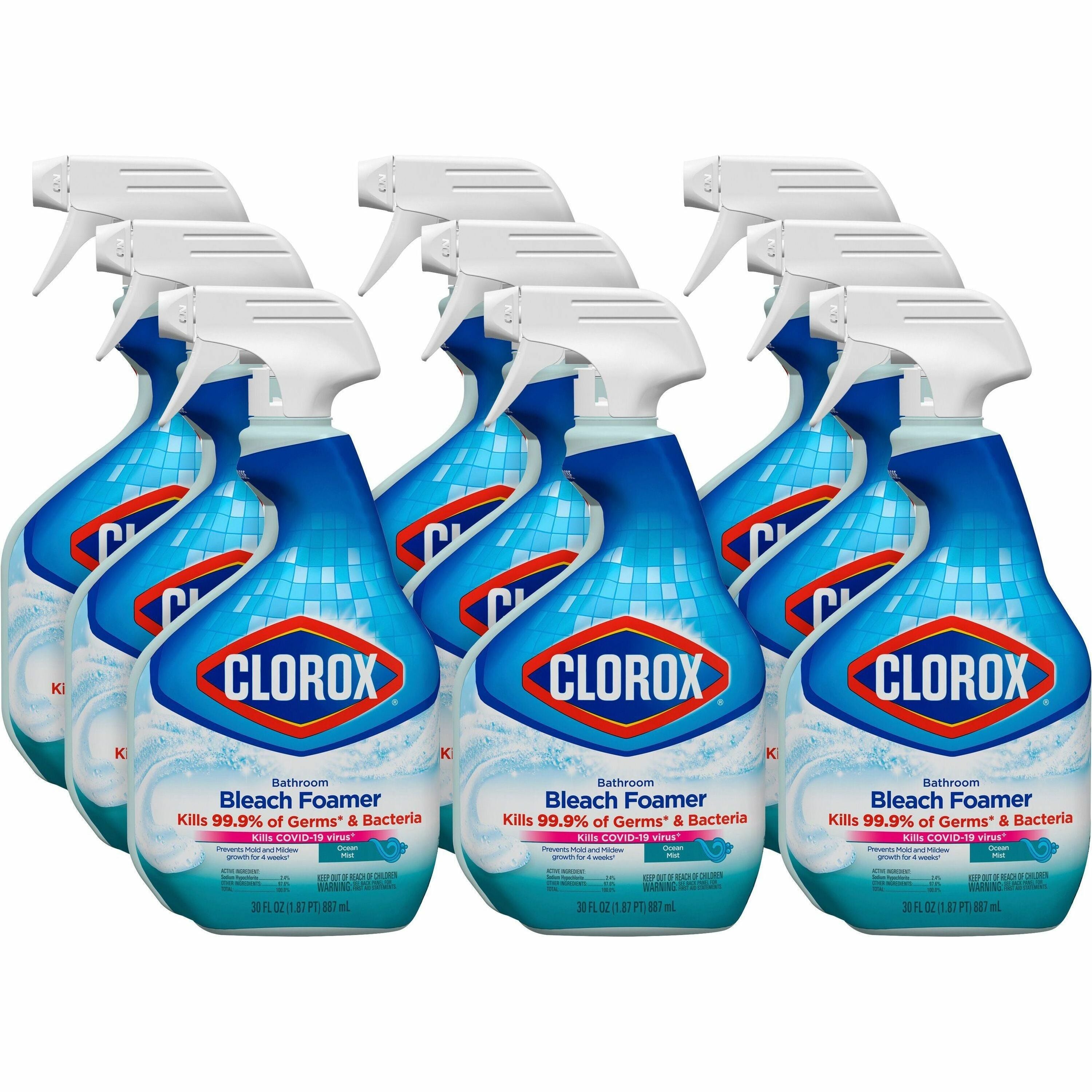 Clorox Disinfecting Bathroom Foamer with Bleach - For Bathroom - 30 fl oz (0.9 quart) - 9 / Carton - Disinfectant - Clear - 1