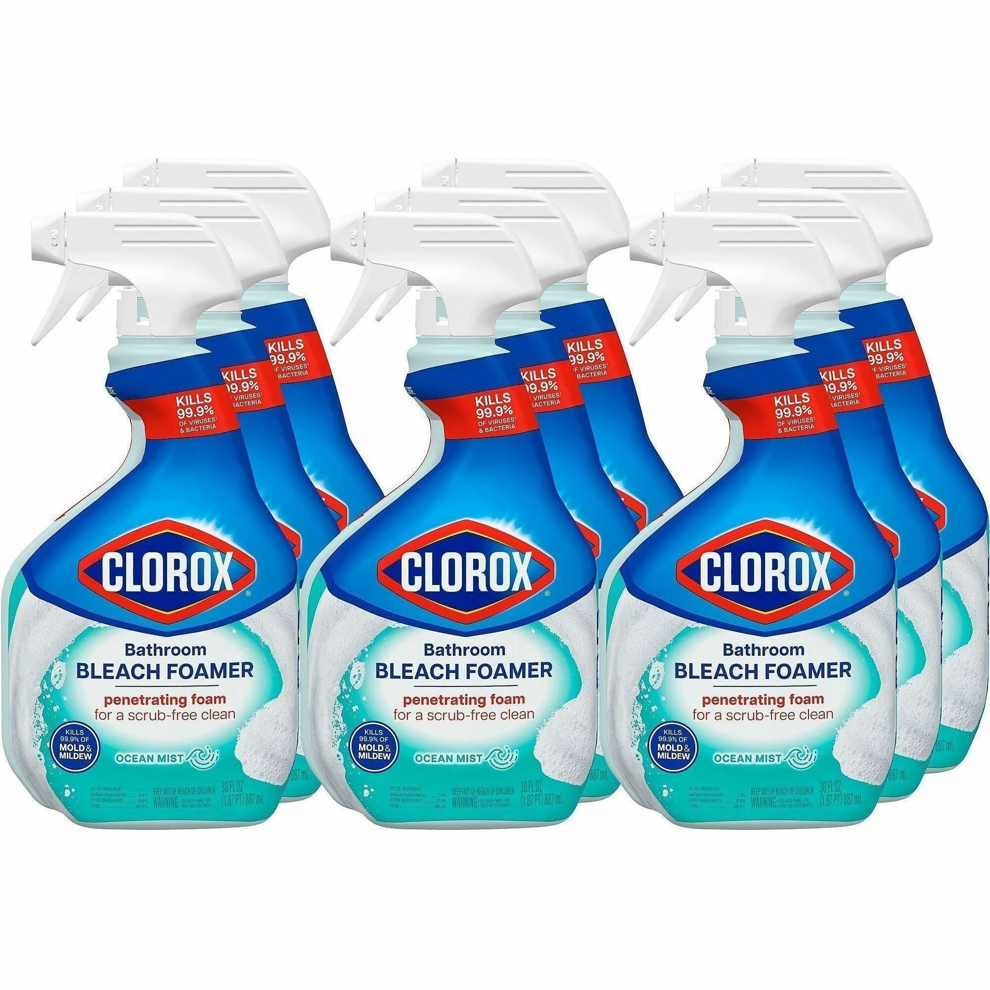 Clorox Disinfecting Bathroom Foamer with Bleach - For Bathroom - 30 fl oz (0.9 quart) - 9 / Carton - Disinfectant - Clear