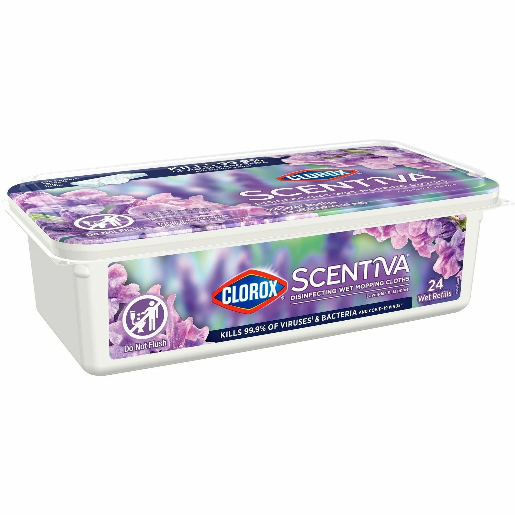 Clorox Scentiva Disinfecting Wet Mopping Cloth Refills - 5.9" Width x 11.4" Length - 24 Per Pack - 1Each