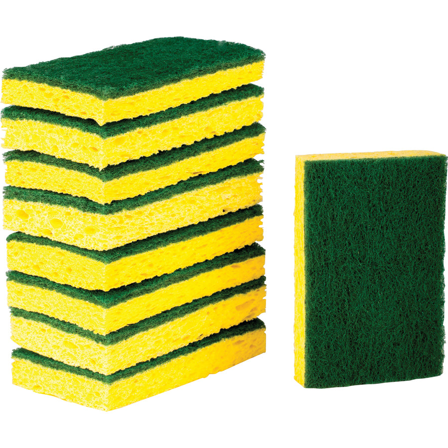Scotch-Brite Heavy-Duty Scrub Sponges - 2.8" Height x 4.5" Width - 9/Pack - Yellow, Green - 3
