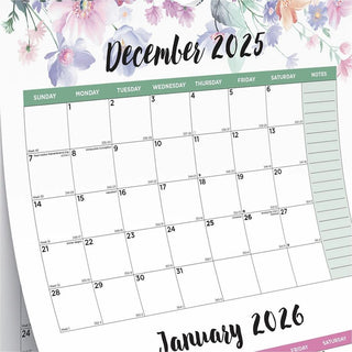3-Month Wall Calendar, Colorful Leaves Artwork, 12.25 x 27, White/Multicolor Sheets, 14-Month (Dec to Jan): 2024