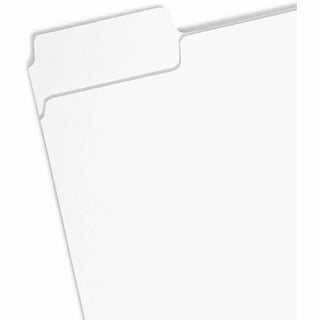 Smead SuperTab 1/3 Tab Cut Letter Recycled Top Tab File Folder - 8 1/2" x 11" - 3/4" Expansion - Assorted Position Tab Position - White - 10% Recycled - 100 / Box