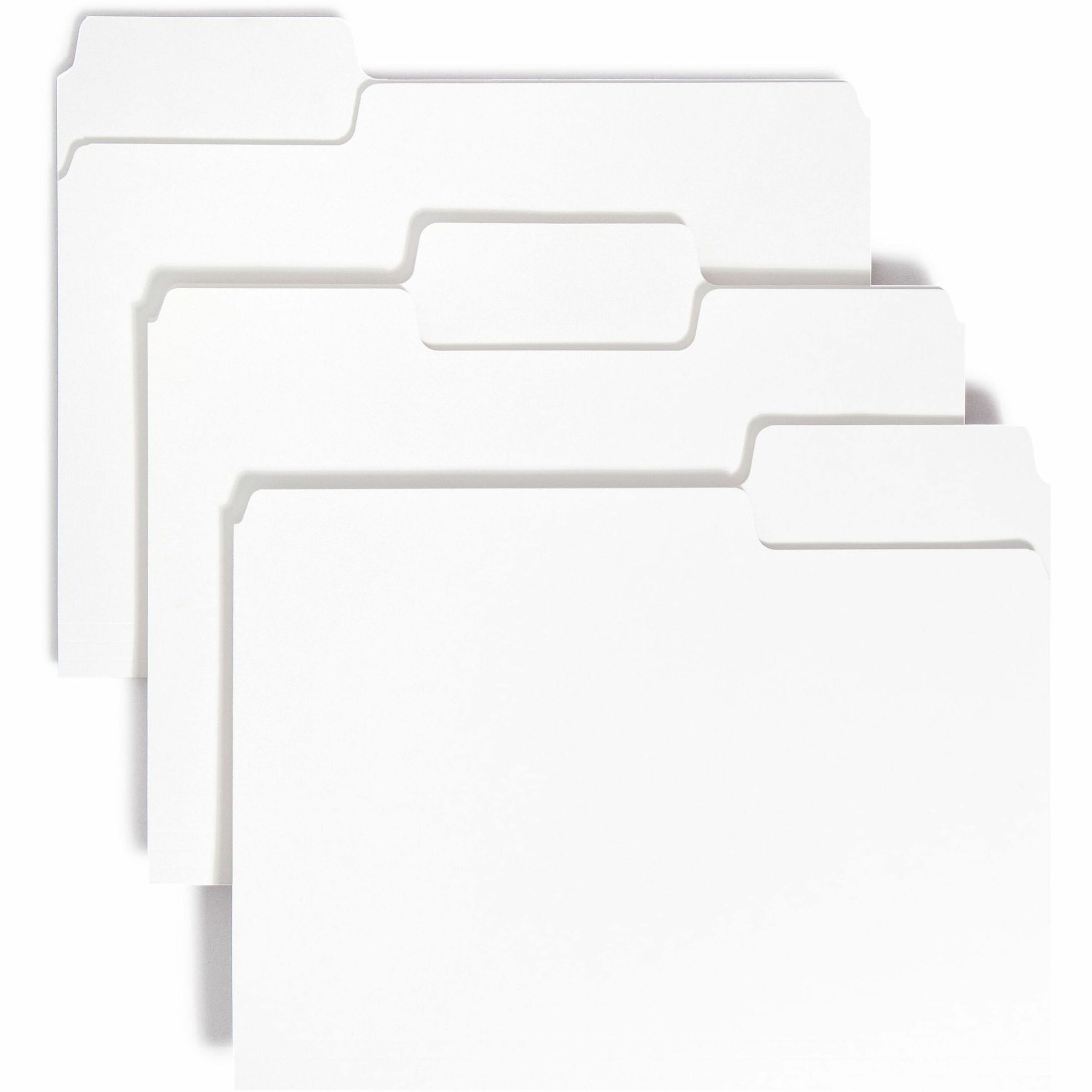 Smead SuperTab 1/3 Tab Cut Letter Recycled Top Tab File Folder - 8 1/2" x 11" - 3/4" Expansion - Assorted Position Tab Position - White - 10% Recycled - 100 / Box