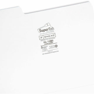 Smead SuperTab 1/3 Tab Cut Letter Recycled Top Tab File Folder - 8 1/2" x 11" - 3/4" Expansion - Assorted Position Tab Position - White - 10% Recycled - 100 / Box