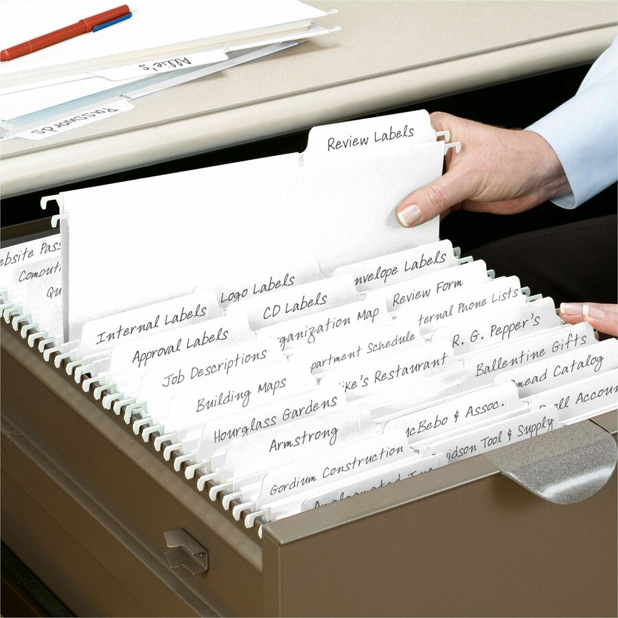 FasTab Hanging Folders, Letter Size, 1/3-Cut Tabs, White, 20/Box