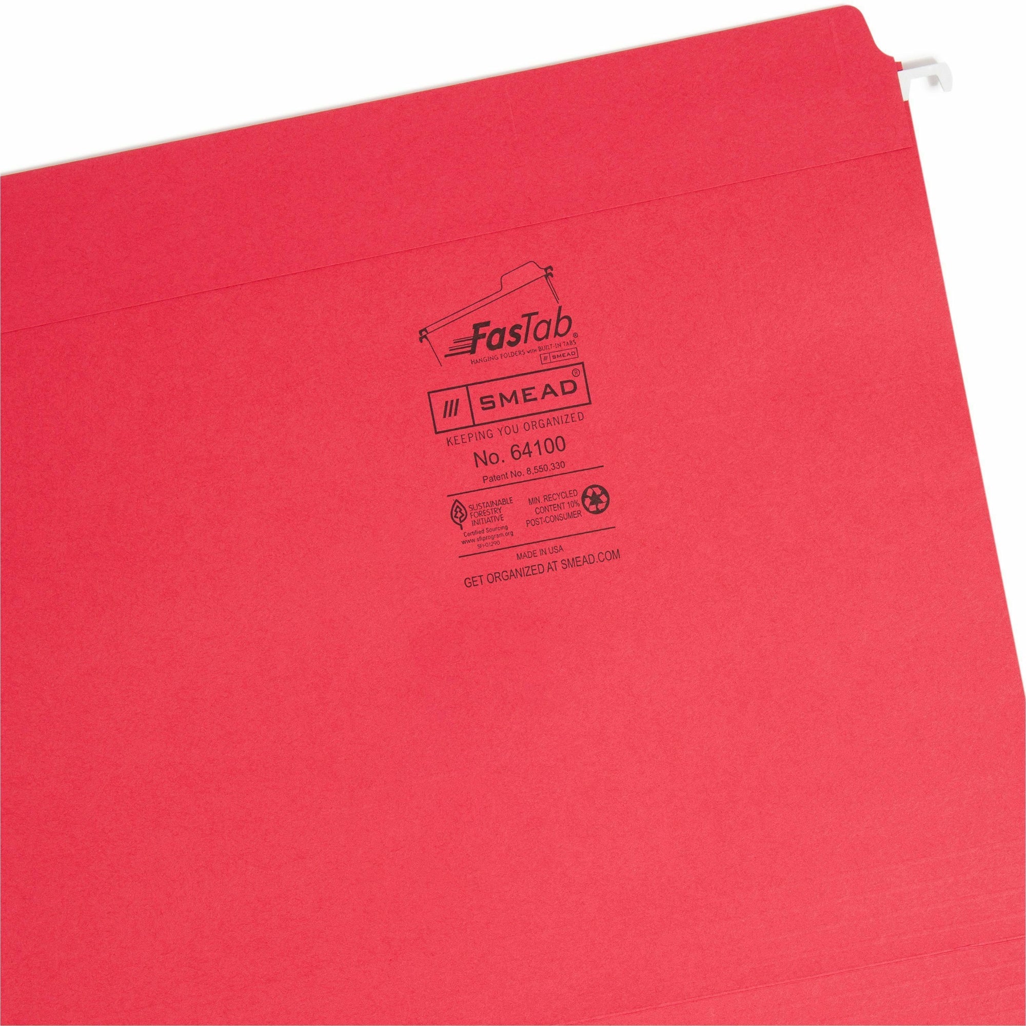 smead-fastab-straight-tab-cut-letter-recycled-hanging-folder-8-1-2-x-11-assorted-position-tab-position-blue-green-red-10%-recycled-18-box_smd64100 - 4