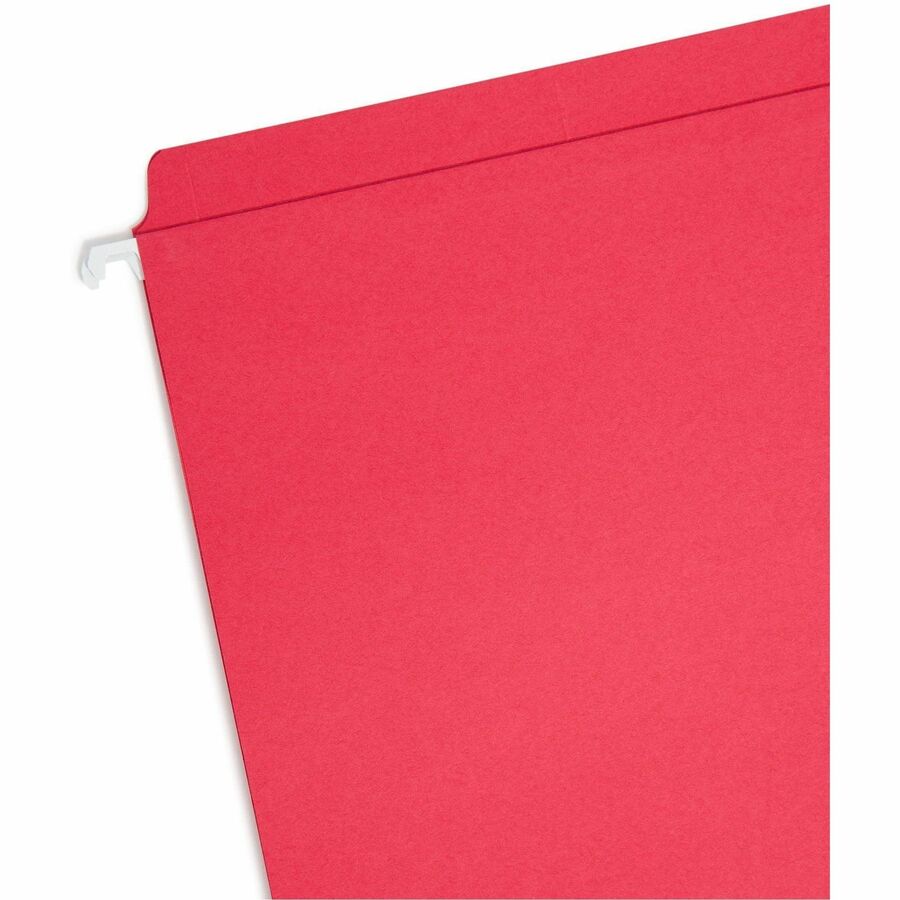 Smead FasTab Straight Tab Cut Letter Recycled Hanging Folder - 8 1/2" x 11" - Assorted Position Tab Position - Blue, Green, Red - 10% Recycled - 18 / Box