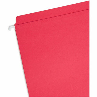 Smead FasTab Straight Tab Cut Letter Recycled Hanging Folder - 8 1/2" x 11" - Assorted Position Tab Position - Blue, Green, Red - 10% Recycled - 18 / Box
