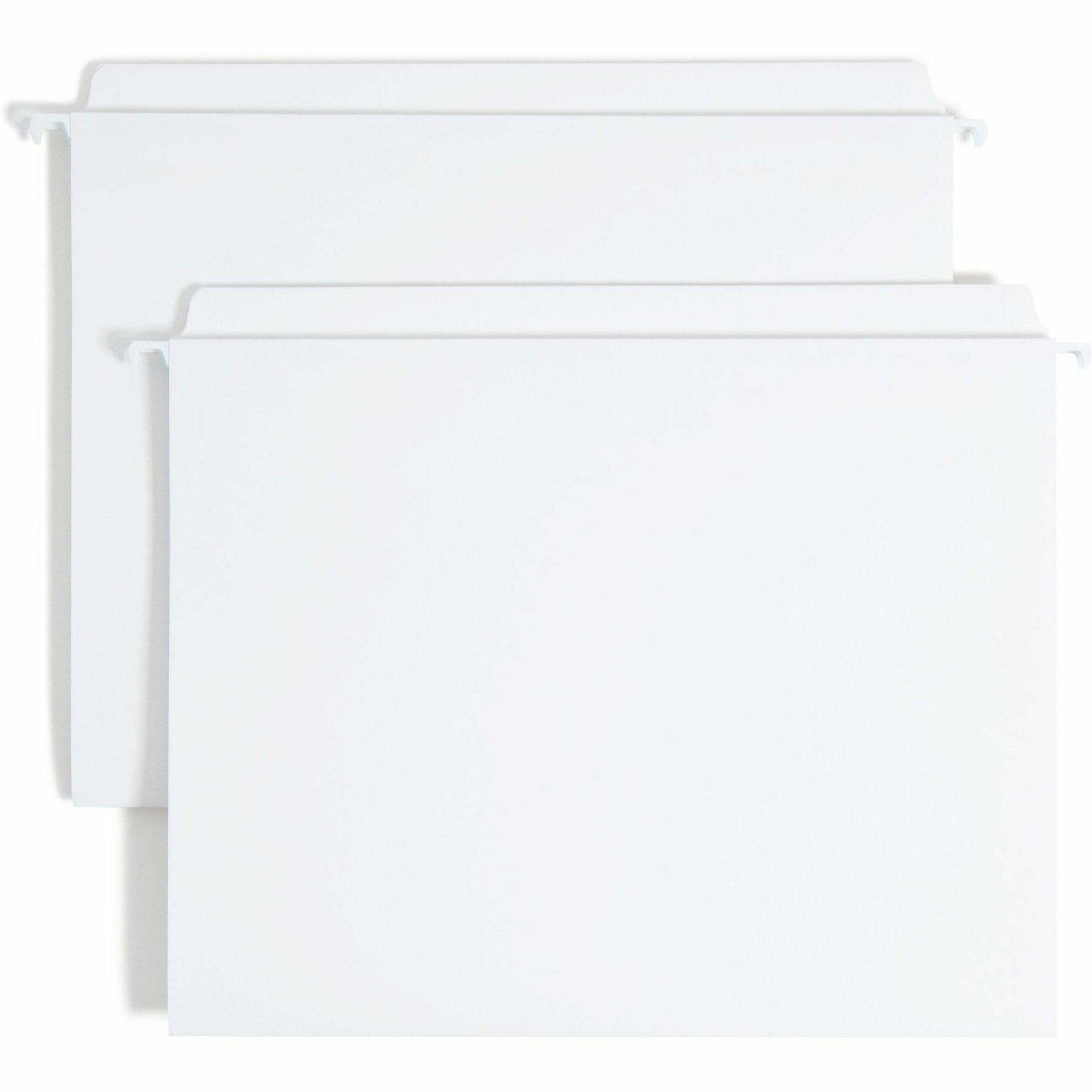 Smead FasTab Straight Tab Cut Letter Recycled Hanging Folder - 8 1/2" x 11" - Assorted Position Tab Position - White - 10% Recycled - 20 / Box