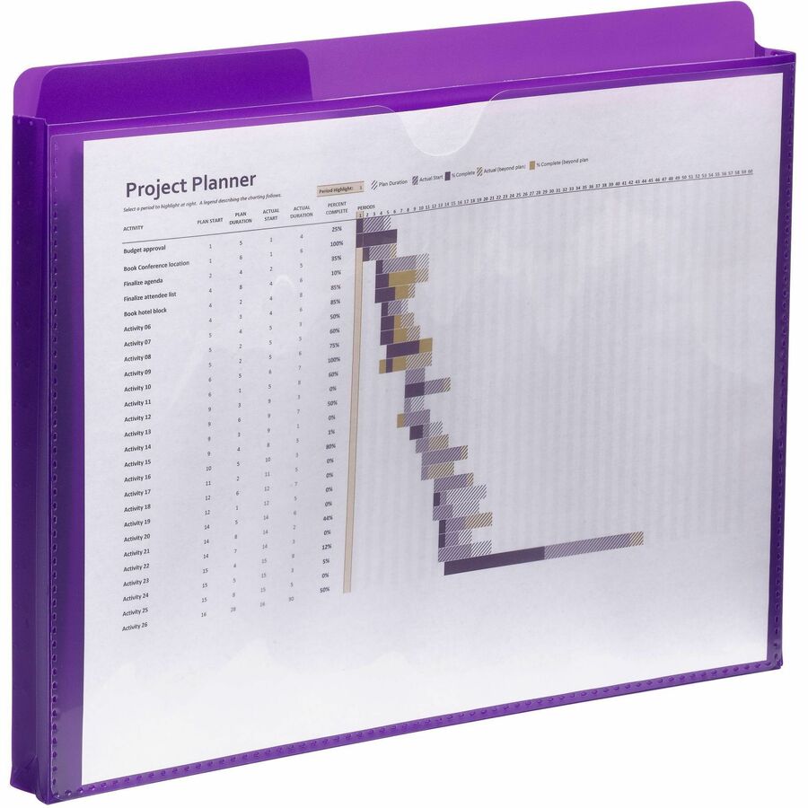 Smead Straight Tab Cut Letter File Jacket - 8 1/2" x 11" - 1" Expansion - Purple, Teal - 2 / Pack