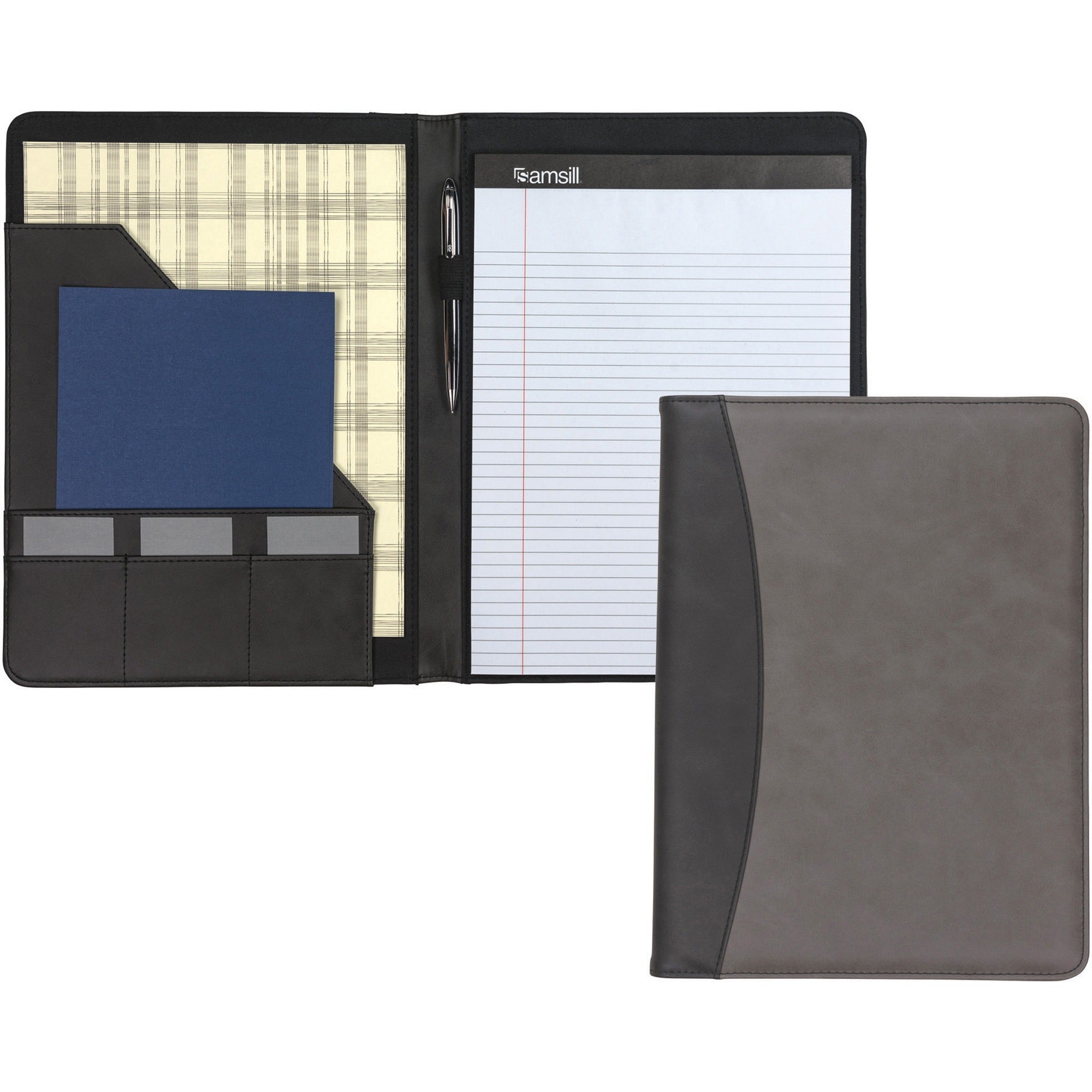 Samsill 71650 Pad Folio - Black, Gray - 1 Each - 1